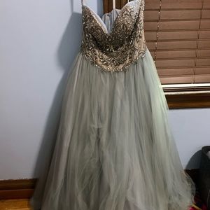 Grey Blue Sweet Beaded Dress